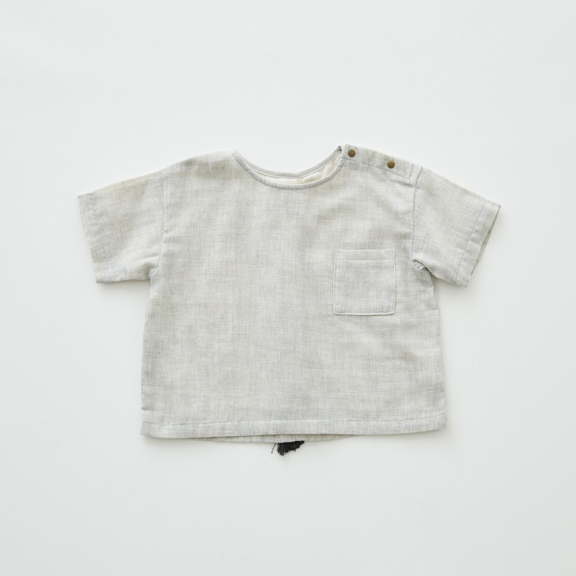 《eLfinFolk 2026SS》Double Gauze Tategami Tee / light gray / 120・130cm