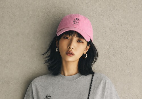 cheekyシュナウザー　vintage加工キャップ(pink)