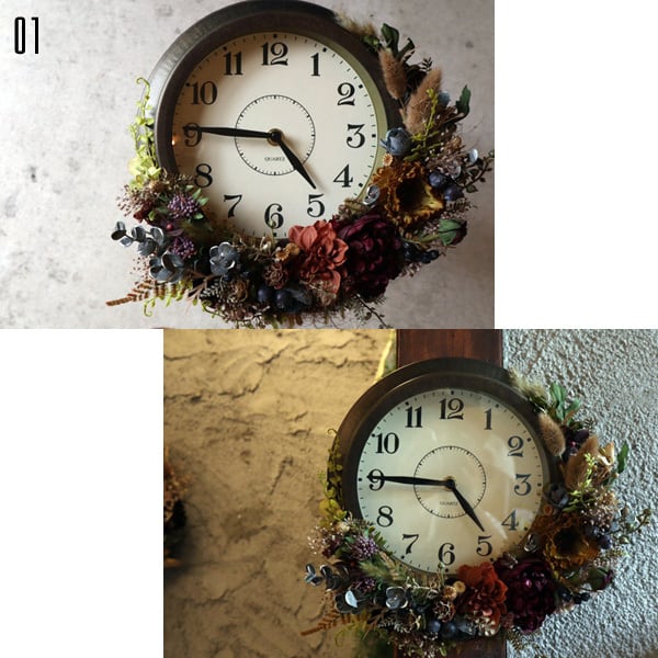 プリザードフラワー ドライフラワー フラワー掛け時計 te0016 | TIEDE