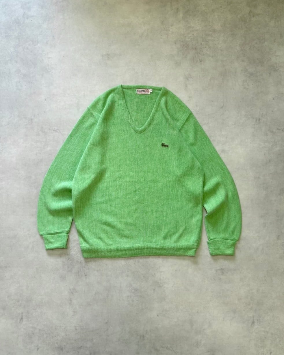 【VINTAGE】1960’s〜1970’s “IZOD LACOSTE” Orlon Acrylic V-Neck Sweater MADE IN USA
