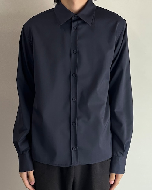 【+Plūs】wool layer collar shirt / navy
