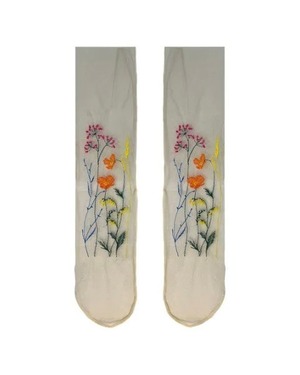 【FAKUI】FLOWER EMBROIDERY SHEER SOCKS
