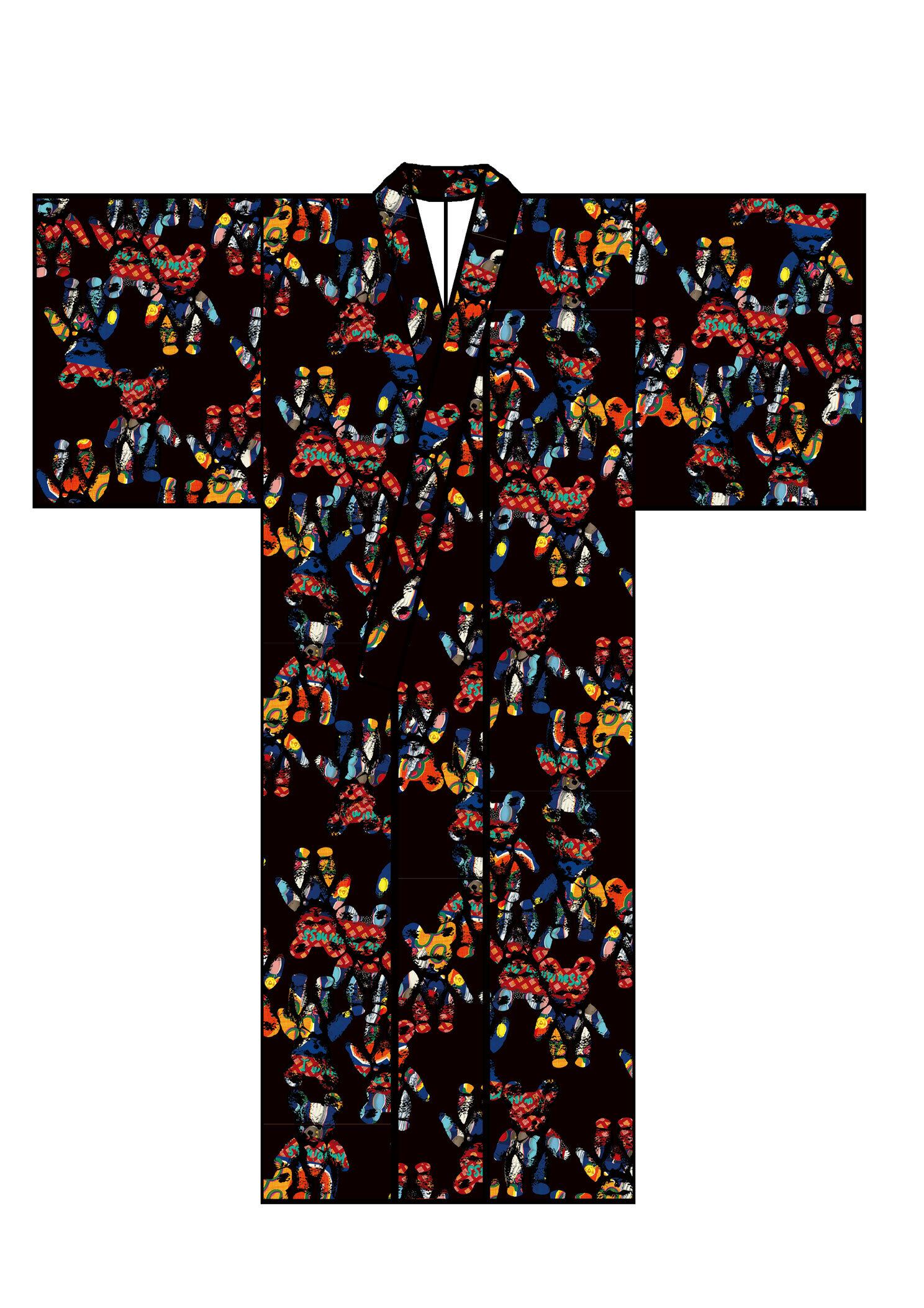 M・L寸即納品あり】セオアルファ浴衣「くまタン」ブラック | 重宗玉緒