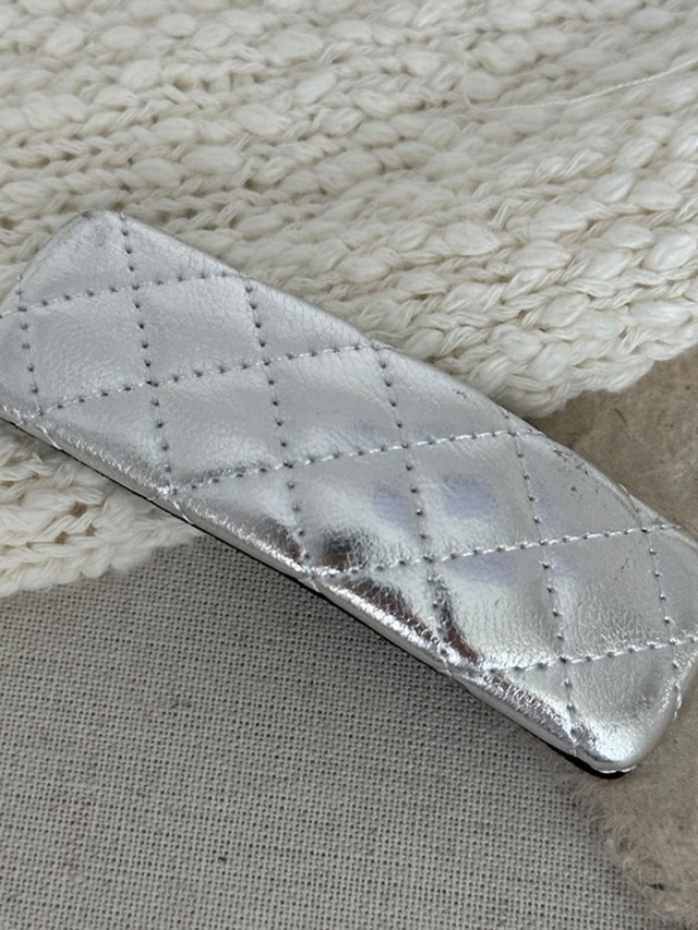 《即納》quilting silver hair pin