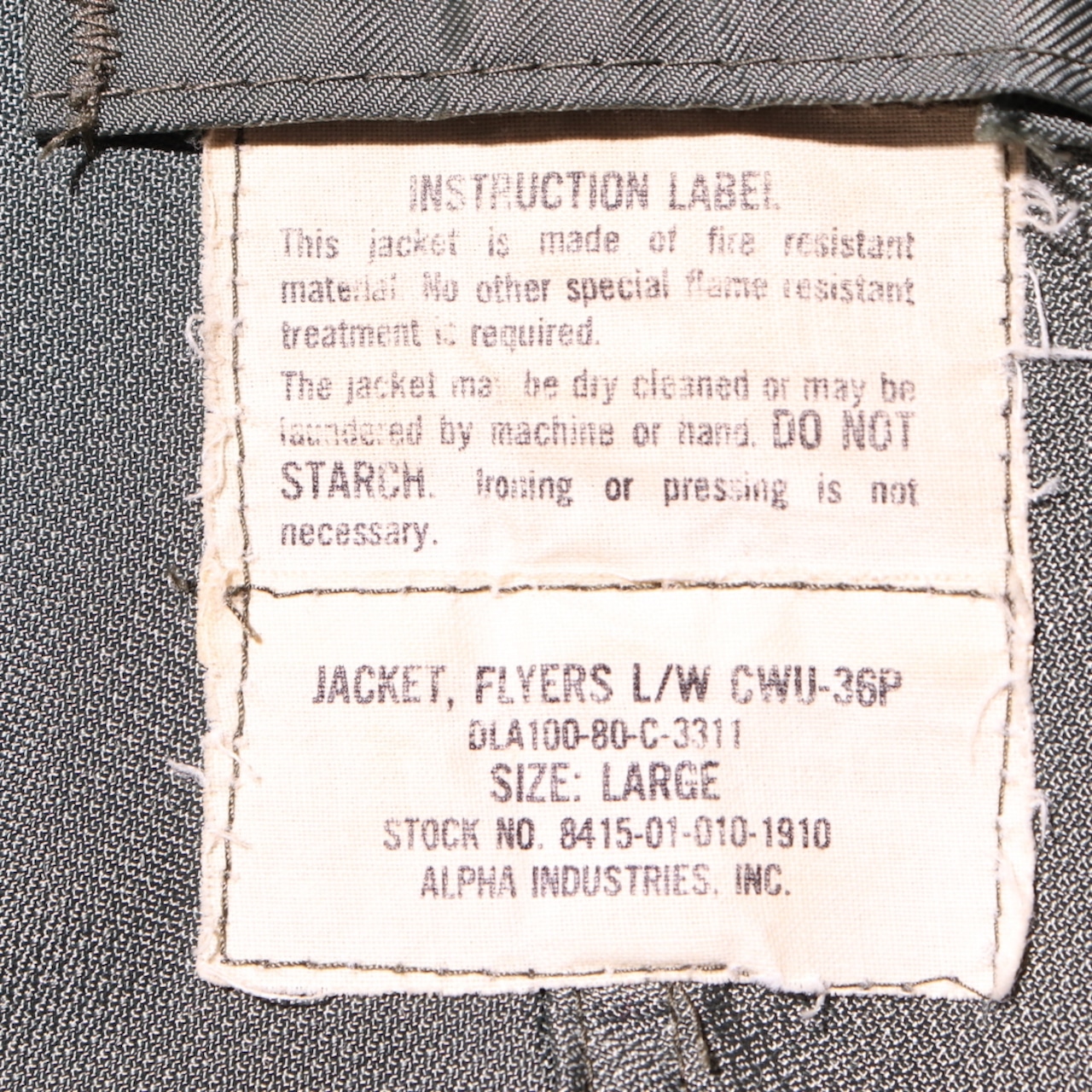 美品 L 80年 初期型 ALPHA CWU-36/P 米軍実物 フライトジャケット