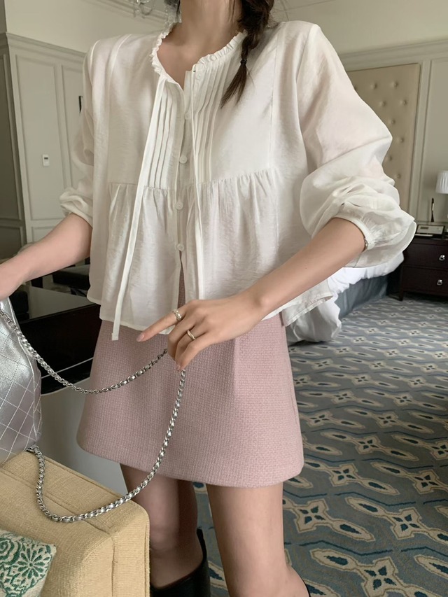(予約) mellounge  / Rubin pintuck blouse 2color