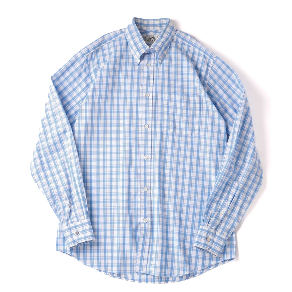 定価14万】HERMES special cotton check shirt made in France mint