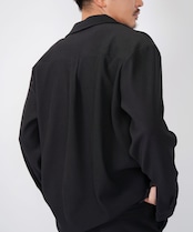 【#Re:room】STRETCH PLEATS OPEN COLLAR LONG SLEEVE SHIRTS［RES090］