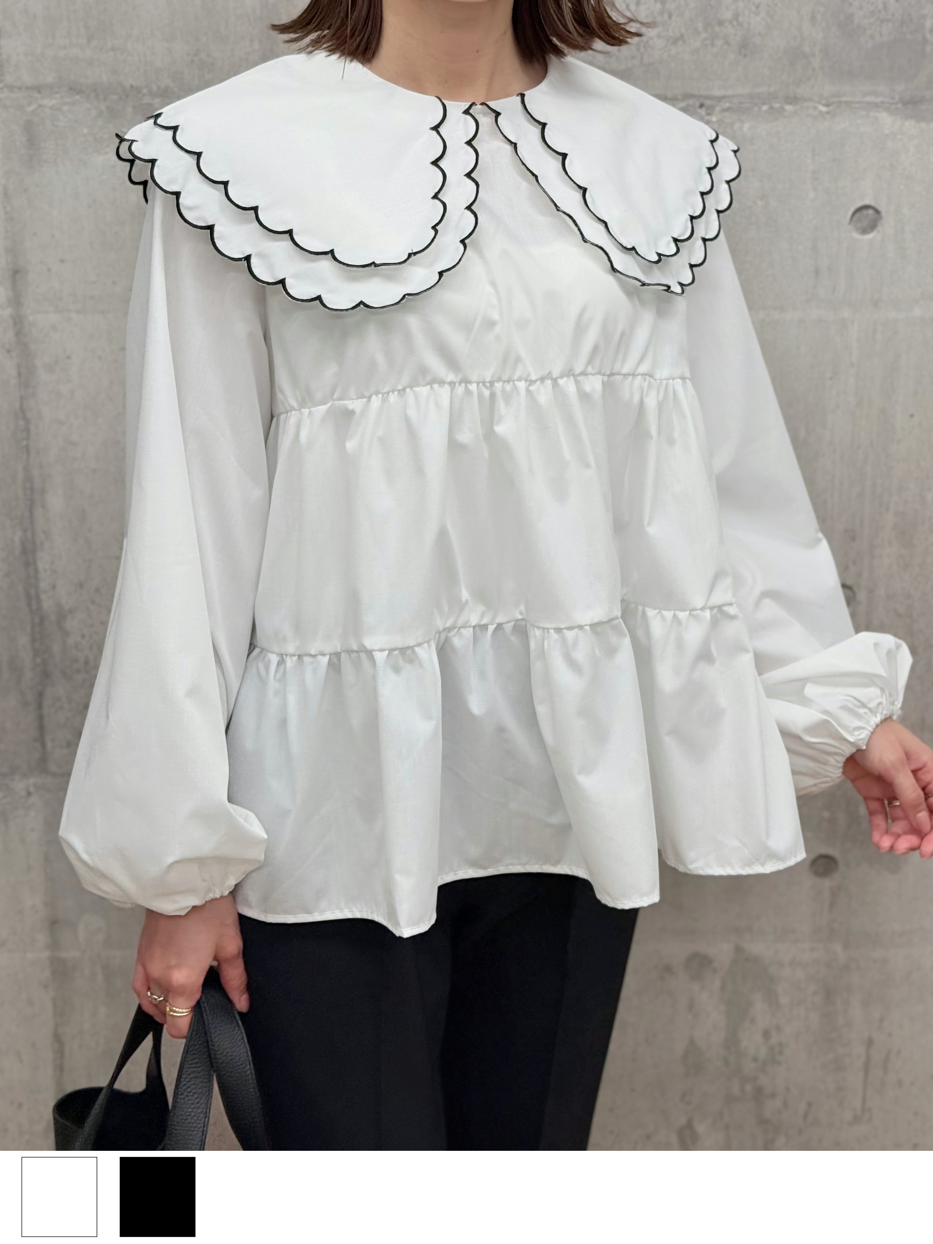 4typeダブルスカラップティアードブラウス