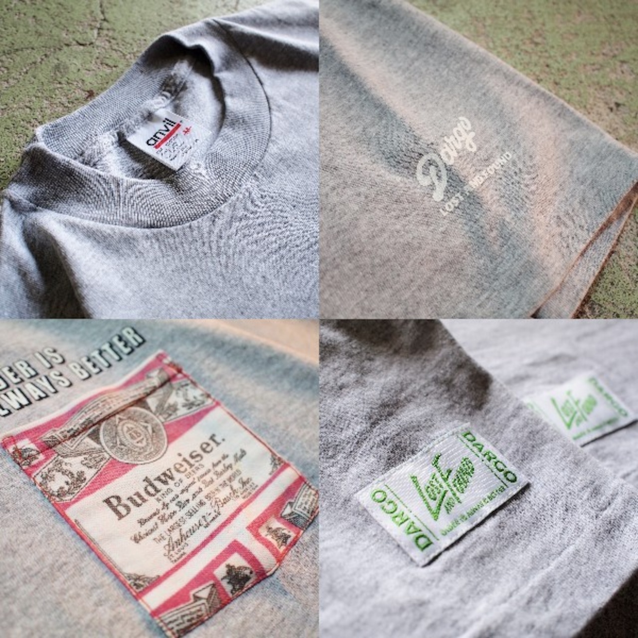 【LOST AND FOUND】"Budweiser" Remake Pocket T-shirt (GREY)