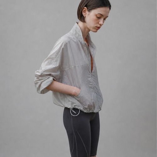 sheer material front zip  blouson  T4568