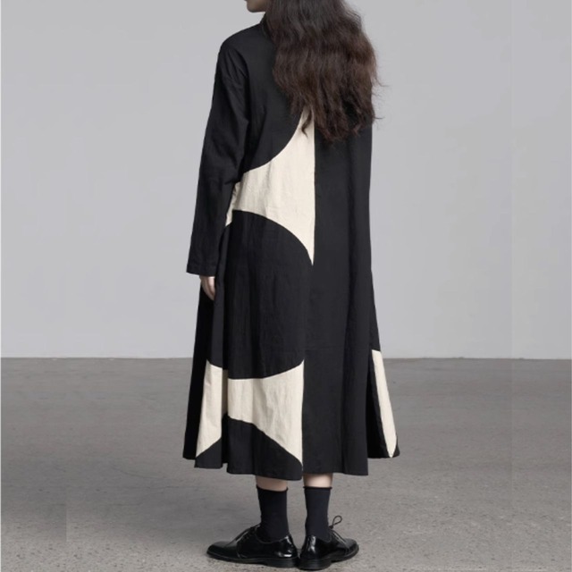 Contrast bicolor shirt dress C0611