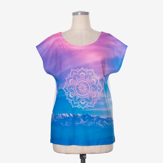ヨガプリントTシャツ マンダラ５　Yoga print T-shirt Mandala5