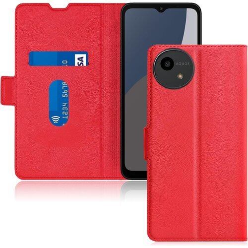 AQUOS wish4 ケース 手帳型 SH-52E SH-M27 対応 超薄型 軽量 カード 収納 カバー レッド AQUOS wish4 2755