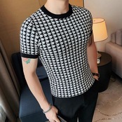 plaid crew neck sweater 00237