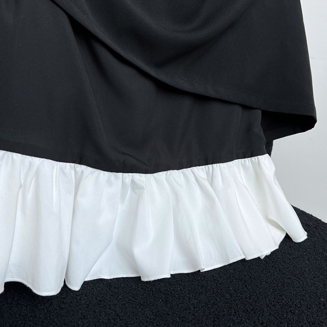 square neck colorblock tiered cami dress L0545