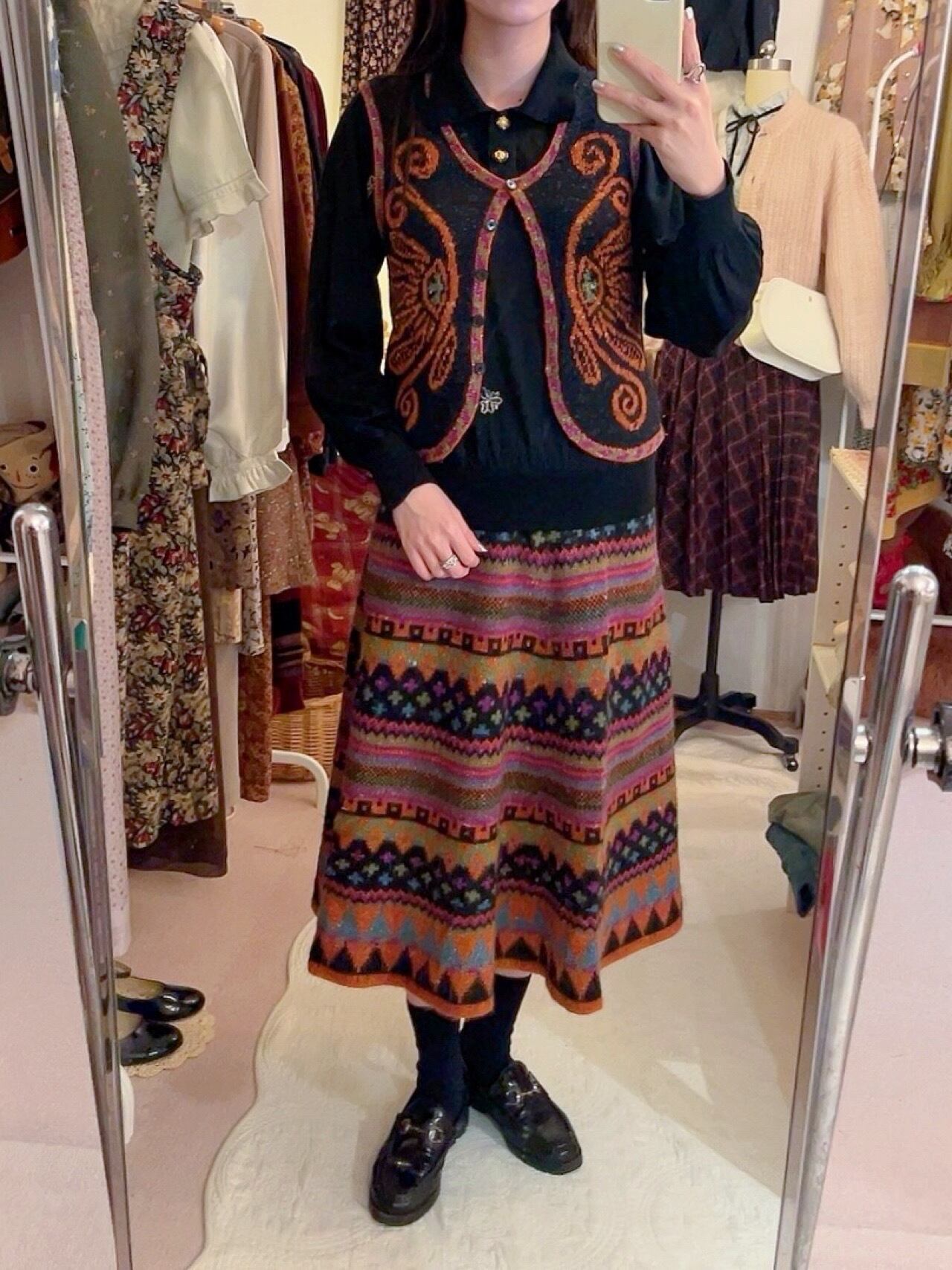 black orange butterfly knit set up