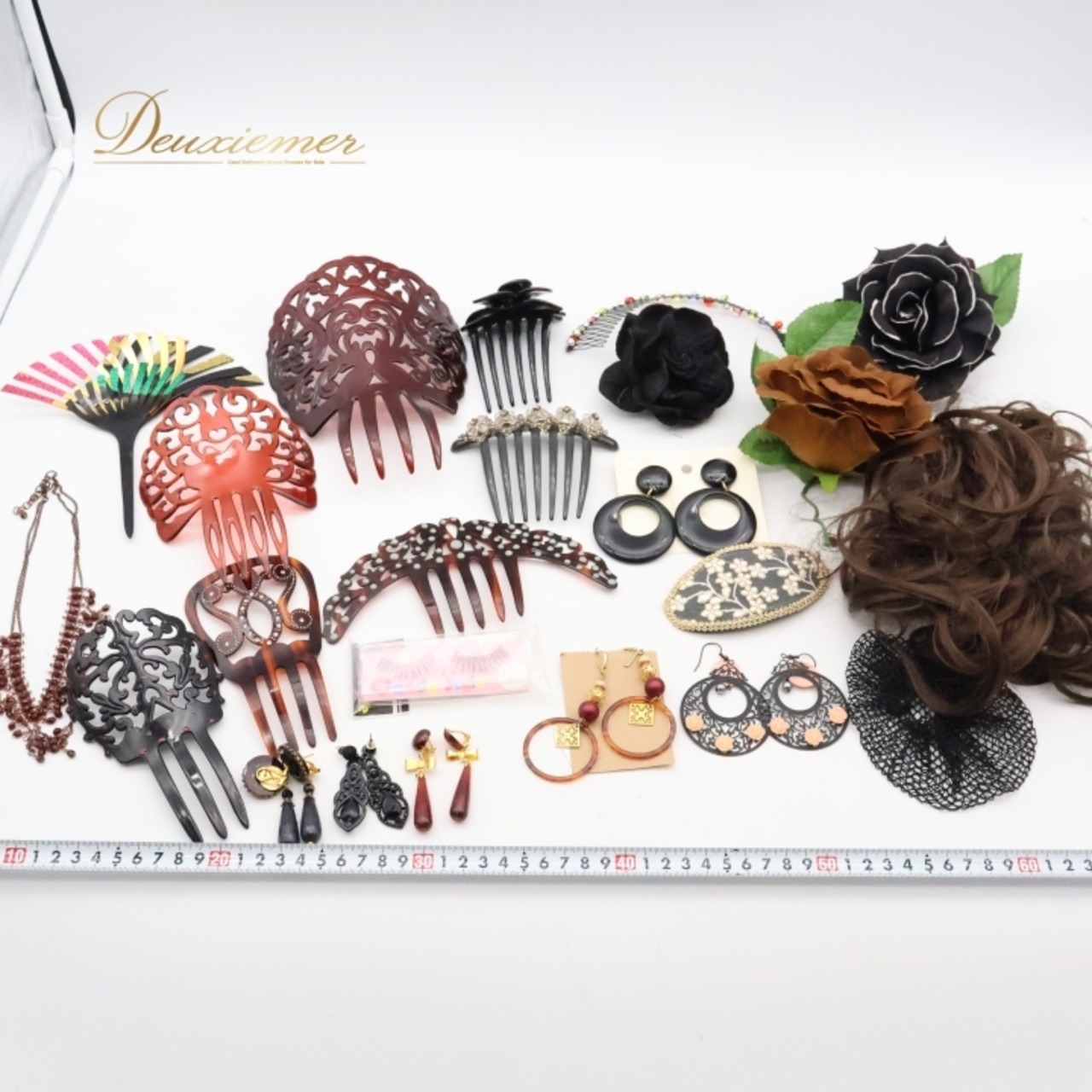 フラメンコ 小物 小道具 ペイネタ ピアス イヤリング フローレス つけ毛 つけまつ毛 花 薔薇 ブラウン系 茶色 ブラック系 黒 アクセサリー まとめ売り フラメンコ小物 ダンス用小道具 発表会用 小物セット 花アクセサリー まとめ売り イベント用