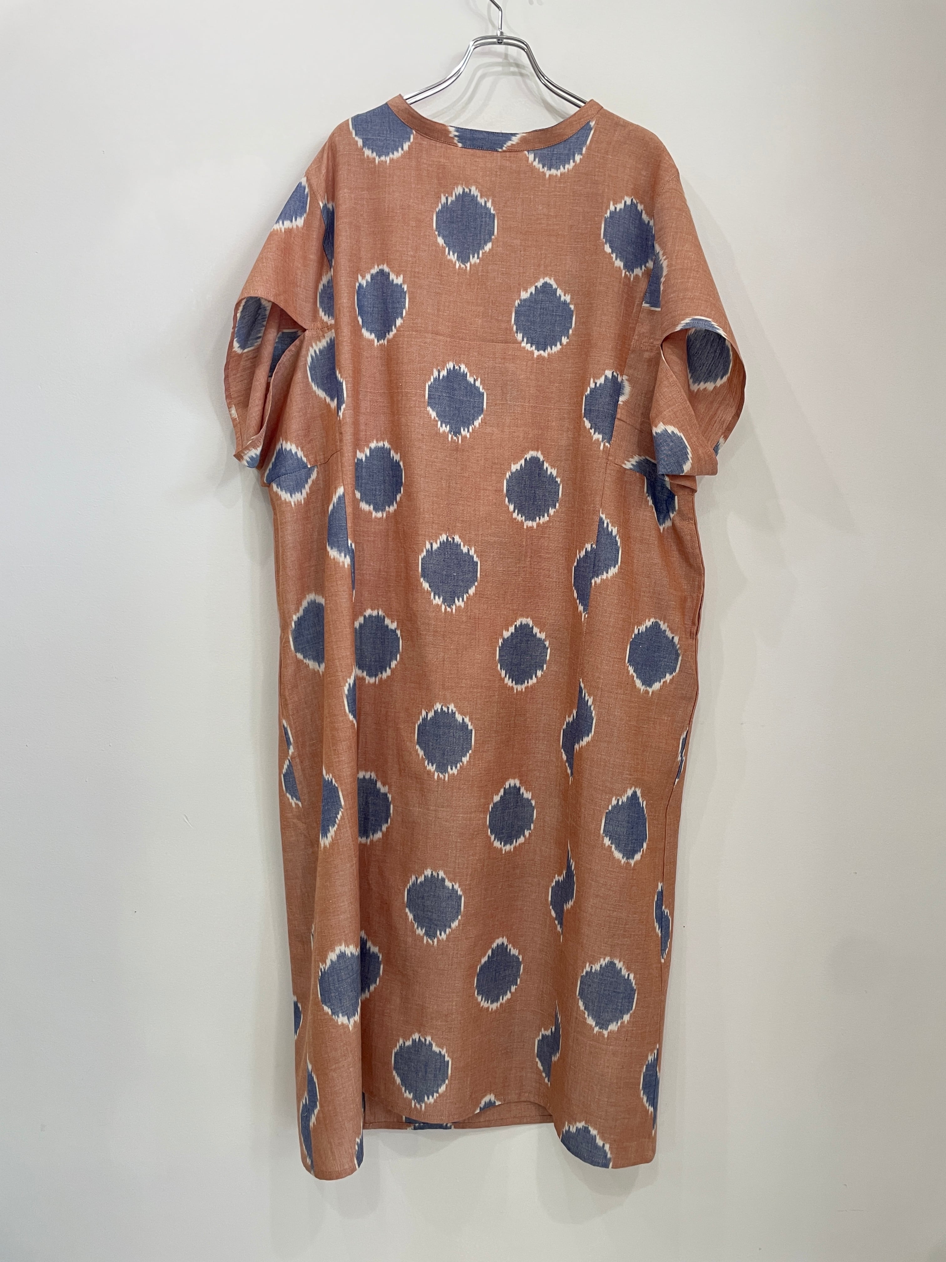 ARTISAV KHADI COTTON イカット ピンクドット柄 ASA DRESS