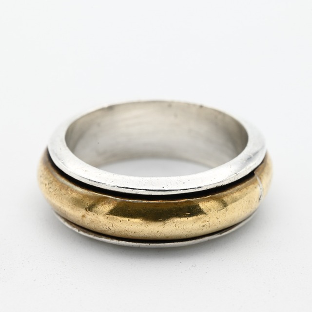 Brass/ Silver Two Tone Spinner Ring #19.0 / Mexico