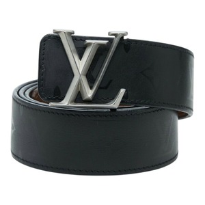 ルイ ヴィトン サンチュール LVイニシャル ピラミッド ベルト サイズ:100/40 M9346 ブラック レザー メンズ LOUIS VUITTON 【中古】
