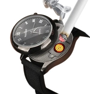 贈り物にも最適な腕時計なのに電子ライター！USB充電タイプ