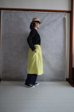 ギャザーエプロンドレス　黄色