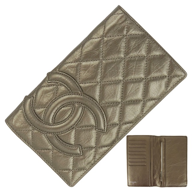 Used CHANEL シャネル 二つ折り長財布 マトラッセ カンボン コットンクラブ ヴィンテージカーフ ブロンズ 長財布 超美品