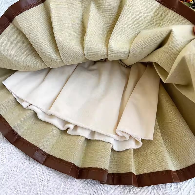 レザー風プリーツミニスカート