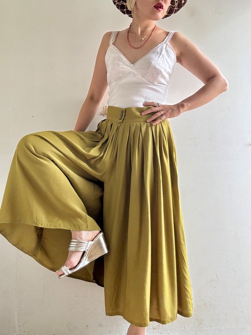 80s Vintage Satin Wide Pants