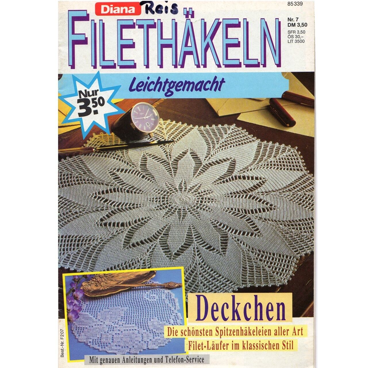 フィレ編み 編み図 Diana ドイツ編み物冊子 Nr.7
