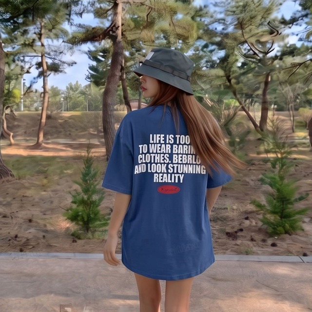 【即納】Y-4988　2026夏新作♡Beyondバックプリント半袖Tシャツ　ブルー　0707