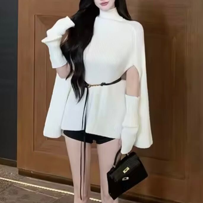 arm warmer rib knit poncho