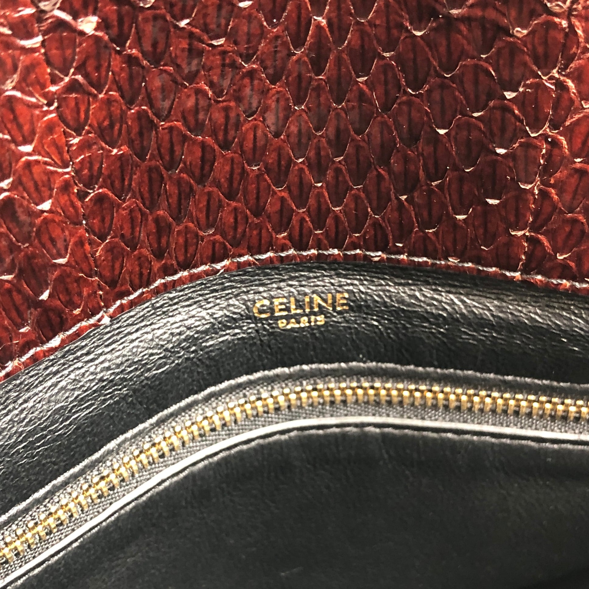 レア！ セリーヌ CELINE ハンドバッグ パイソン型押し ブラウン CELINE セリーヌ ハンドバッグ ブラウン レザー パイソン型押し