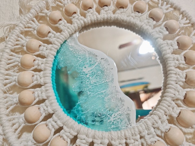 420.オーシャンレジンアート マクラメミラー