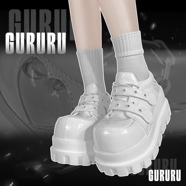 With U ゴスロリ系 厚底靴 GURURUオリジナル ヒール高8cm つま先4.5cm 原宿ファッション 病み可愛い 地雷系 量産型