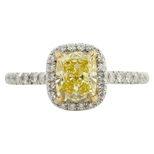 ティファニー #65824 Pt950 プラチナ K18WG ホワイトゴールド ファンシーインテンスイエローダイヤ1.54ct シングル ハロー エンゲージメント リング リング 指輪 レディース TIFFANY&Co. 9号 【中古】