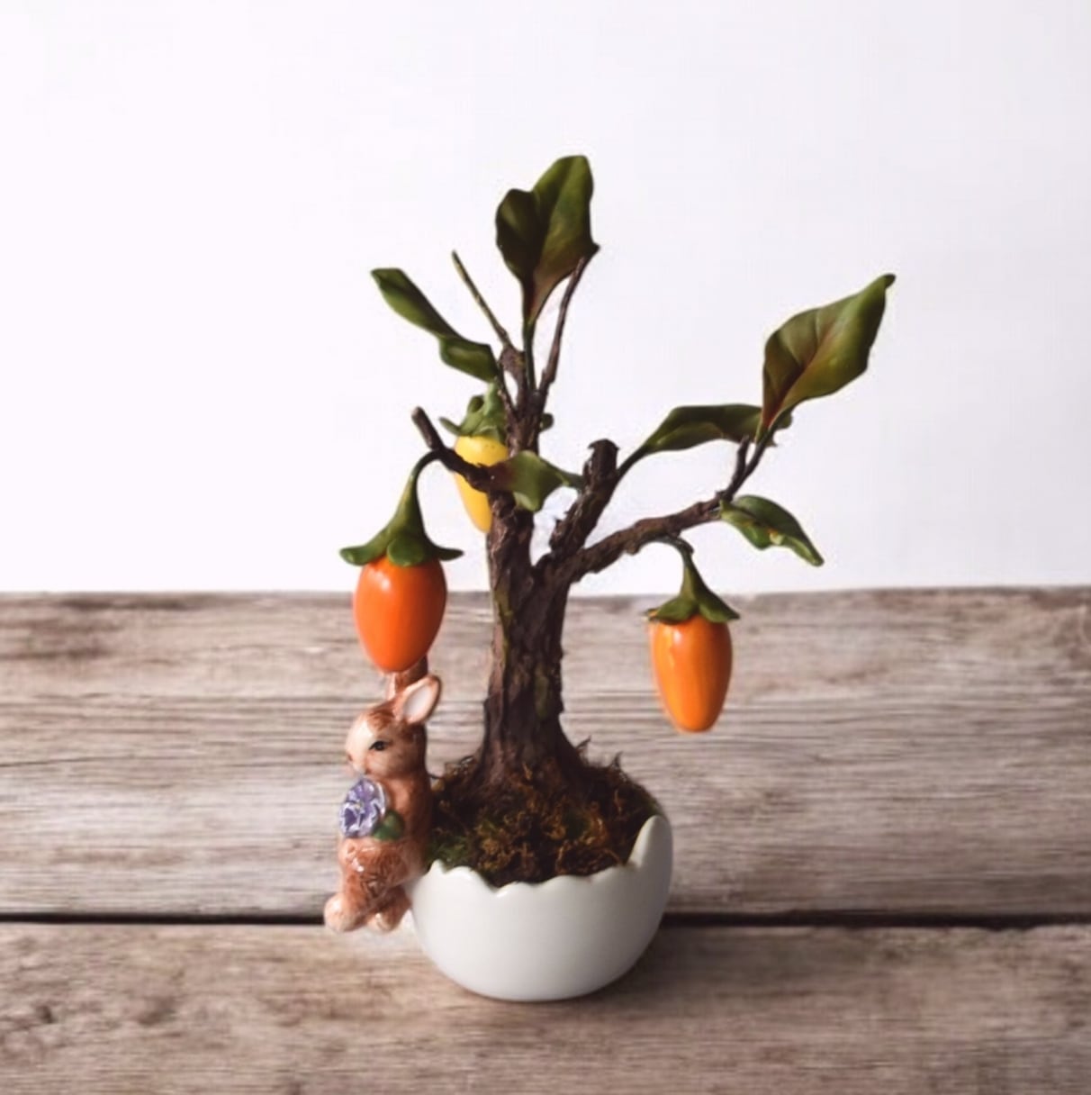 ◇粘土のお花◇ 柿【ロウヤガキ（老爺柿）】盆栽 S1289 | oldfantasy