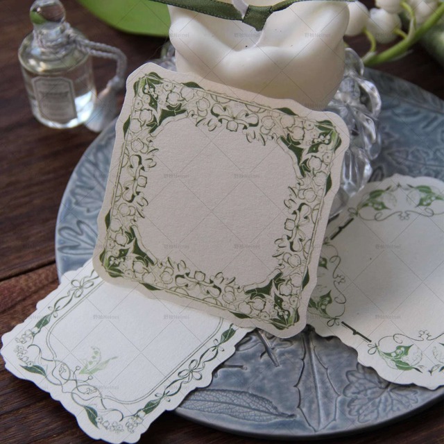 ヴィンテージ風鈴蘭のダイカットメモ　3種15枚入り【野柚Neinei】[NN-06]