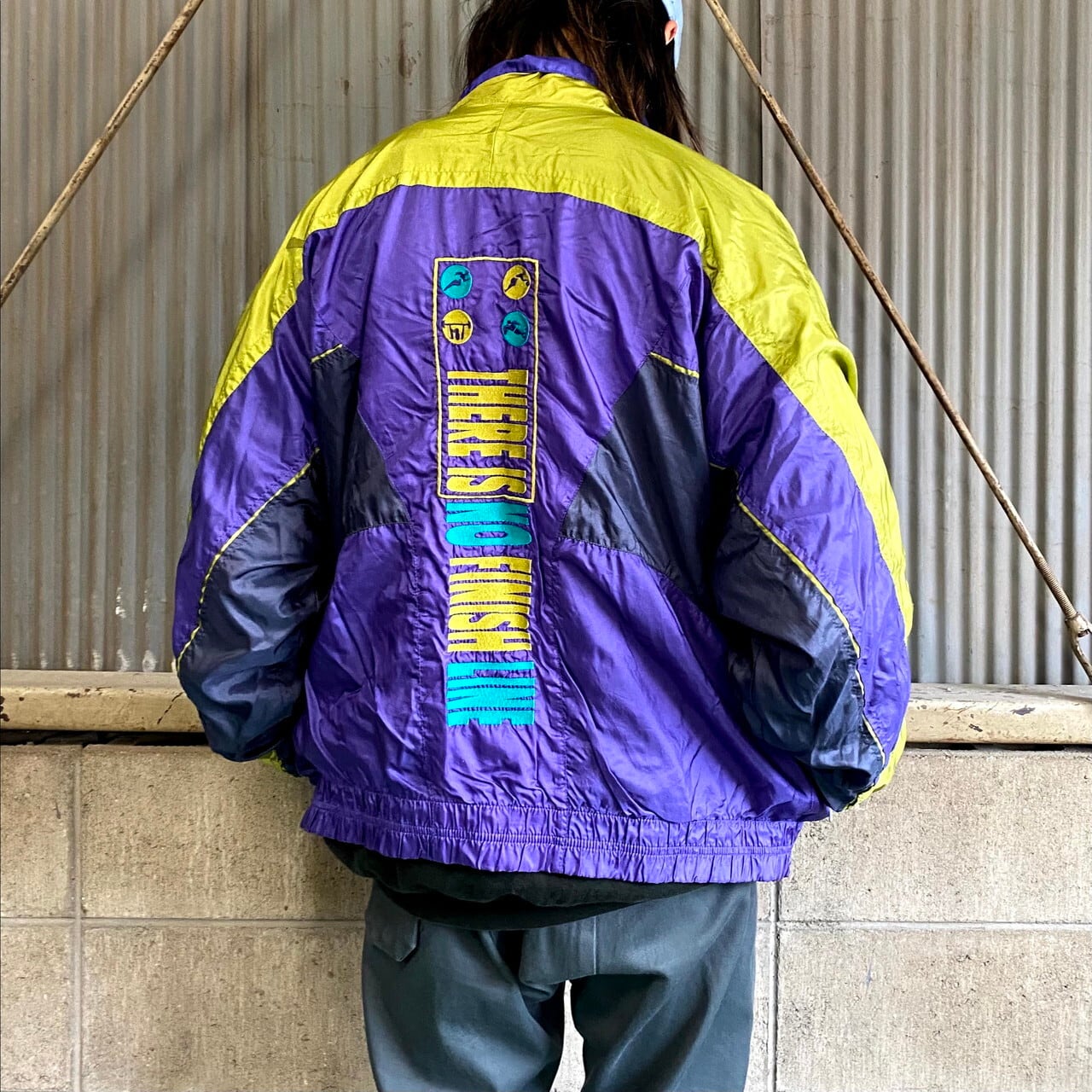 90s NIKE ナイキ 銀タグ スウォッシュ フリースジャケット ナイロン