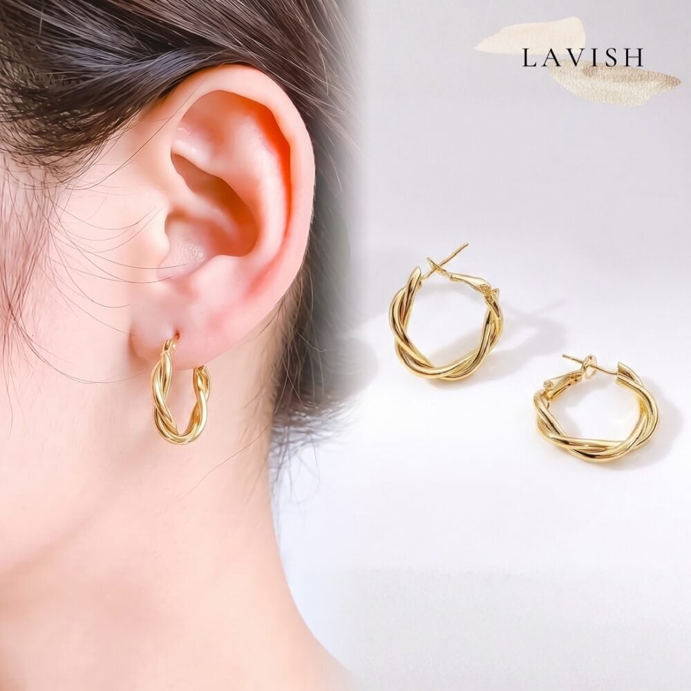 ツイストフープ ピアス ｜ 両耳セット レディース | LAVISH