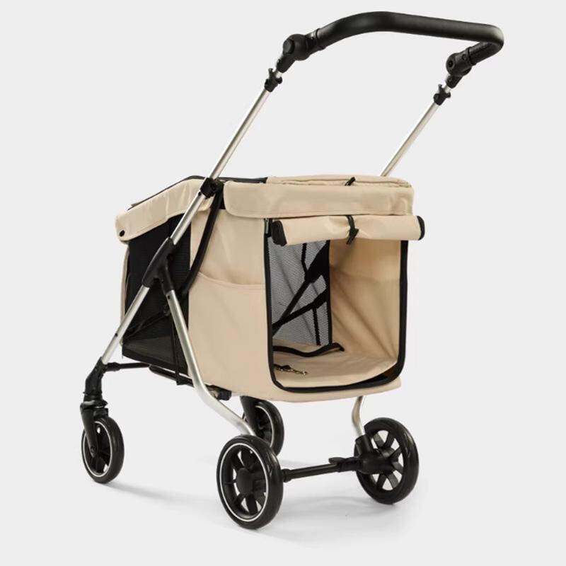 軽量で折りたたみ可能なペット用ベビーカー。犬、猫、小型犬から中型犬