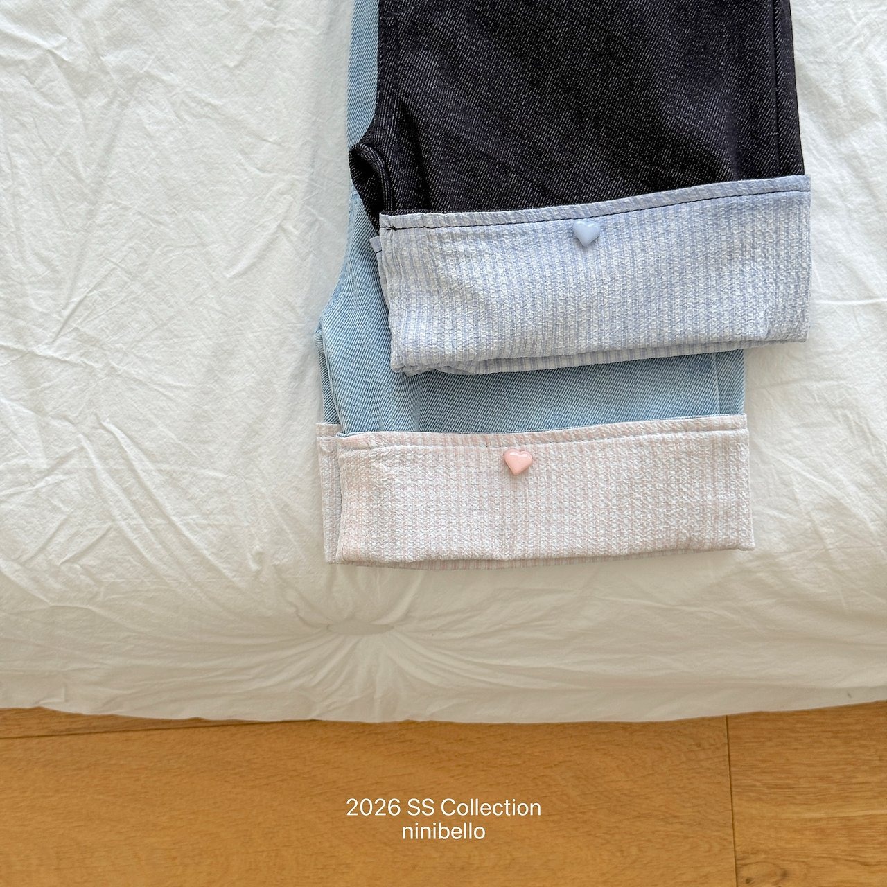[ninibello] Check Check Roll-up Denim Pants +fee2 / [니니벨로] 첵첵롤업데님팬츠