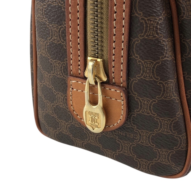 CELINE セリーヌ マカダム ショルダーバッグ ブラウン PVCレザー 2WAY ミニバッグ vintage ヴィンテージ オールド 6ryc2n