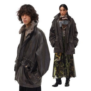 [PHYS] shoulder straps quilted PU leather jacket