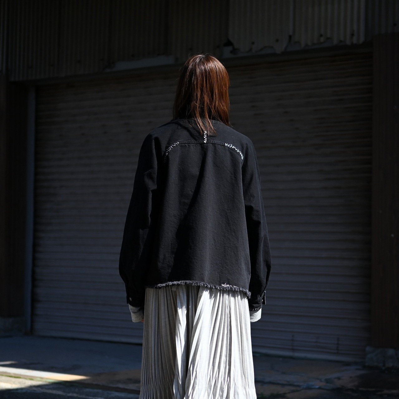 KUON / GANKO別注 Sashiko Kimono Sleeve Cutoff Denim shirt jacket レディースコーディネート