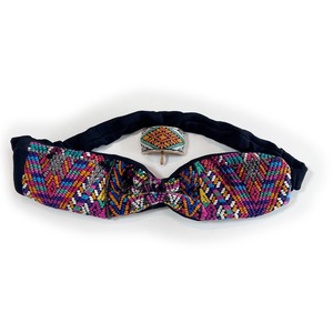 グアテマラ手織り hairband setーblack×multi color-3