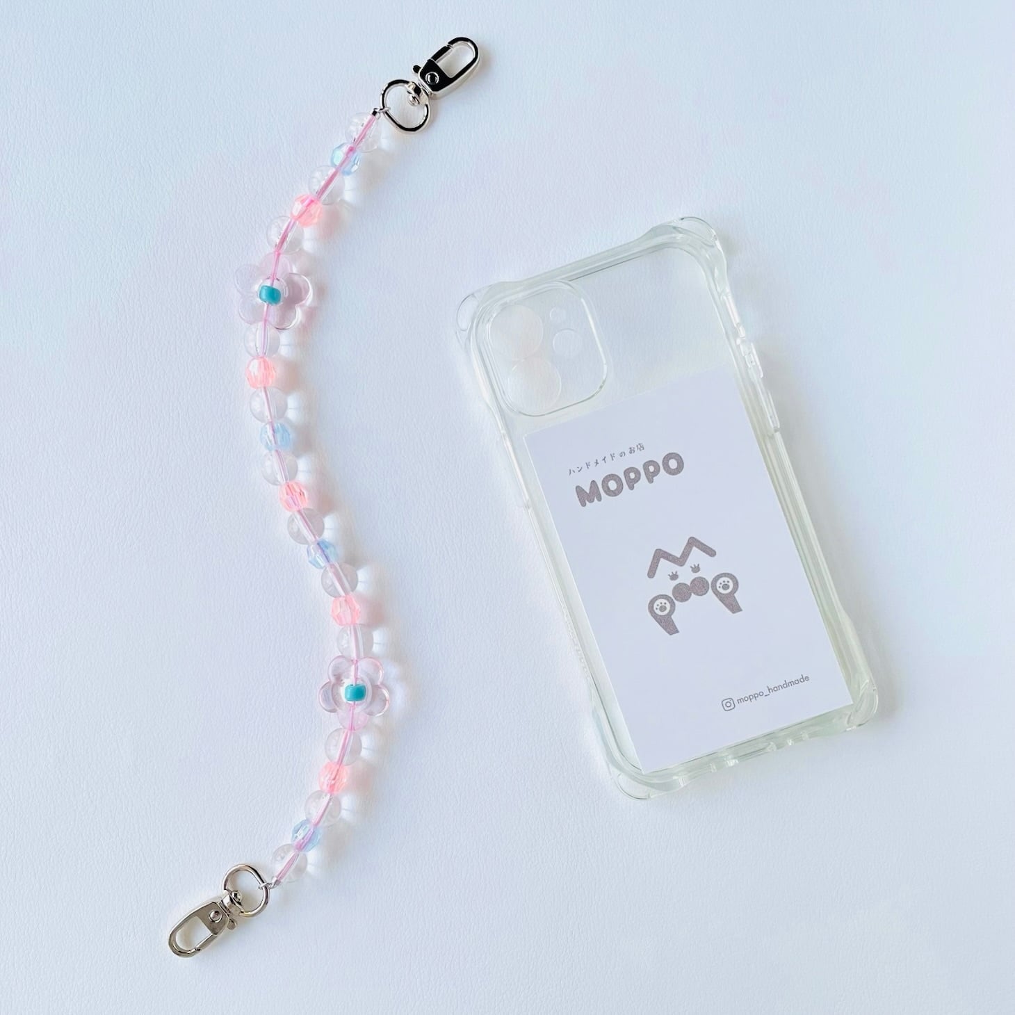 ビーズストラップ｜ポップクリアフラワー（サクラ） | MOPPO