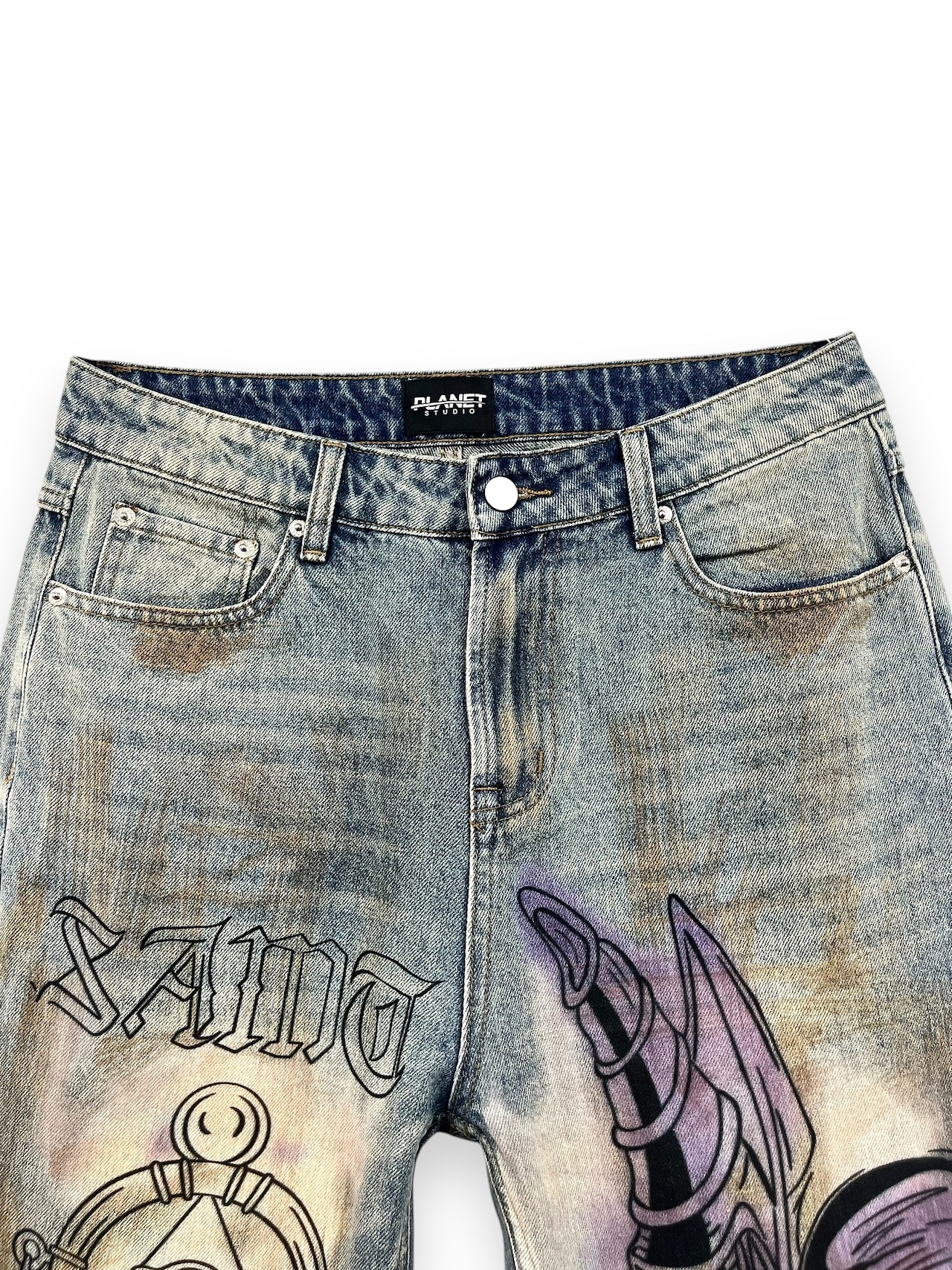 【PLANET STUDIO】wizard print flare denim pants
