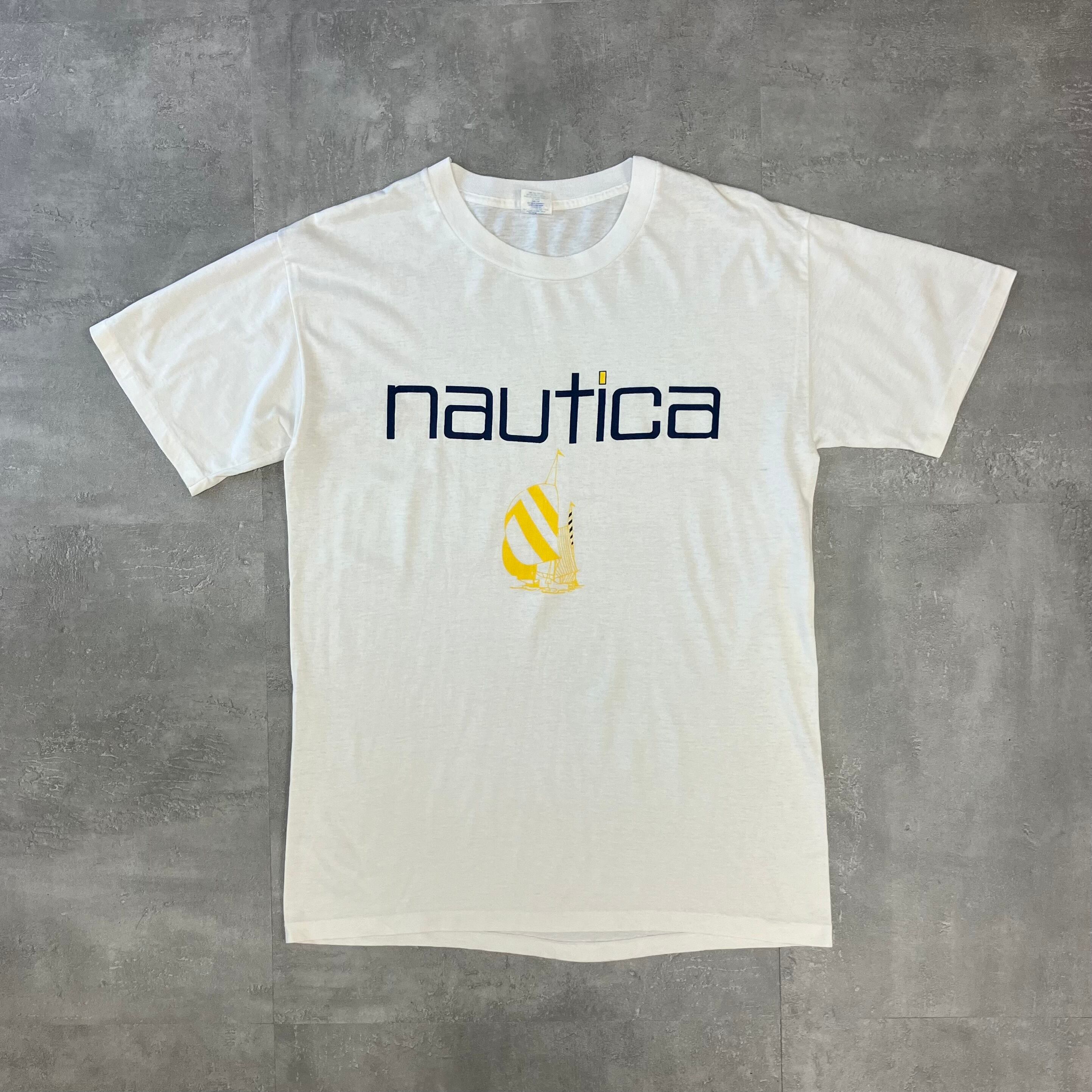 NAUTICA 90s プリントTee シングルステッチ L No.2384